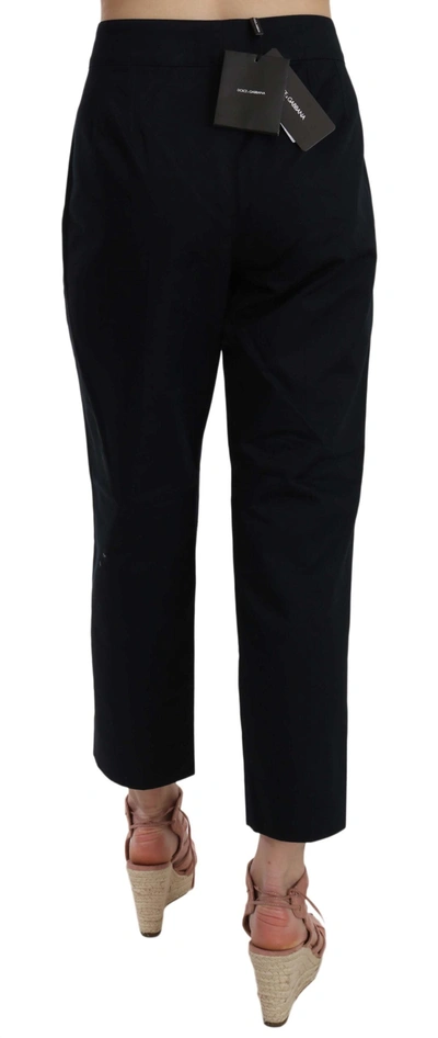 Shop Dolce & Gabbana Black Cropped Front Button Embellished Women's Pants