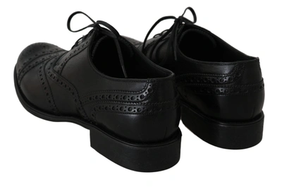 Shop Dolce & Gabbana Elegant Black Leather Derby Wingtip Dress Men's Shoes