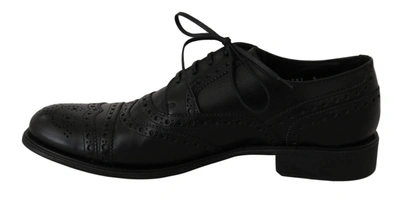 Shop Dolce & Gabbana Elegant Black Leather Derby Wingtip Dress Men's Shoes