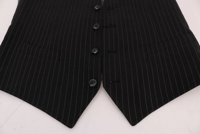 Shop Dolce & Gabbana Black Staff Cotton Striped Men's Vest