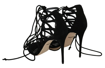 Shop Dolce & Gabbana Black Suede Strap Stilettos Women's Sandals