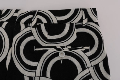 Shop Dolce & Gabbana Black White Pattern Linen Men's Shorts In Black/white