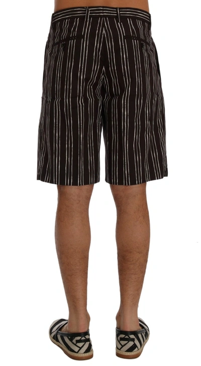 Shop Dolce & Gabbana Bordeaux White Striped Hemp Casual Men's Shorts