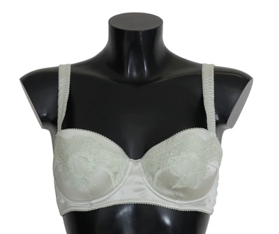 Shop Dolce & Gabbana Elegant Floral Lace Silk Women's Bra In Green