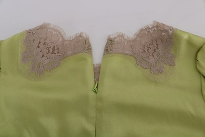 Shop Dolce & Gabbana Green Silk Stretch Blouse Women's Top