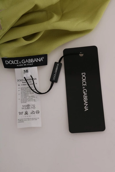 Shop Dolce & Gabbana Green Silk Stretch Blouse Women's Top