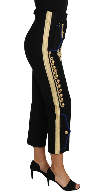 Shop Dolce & Gabbana Military Embellished Women'ss Black Gold Dress Women's Pant