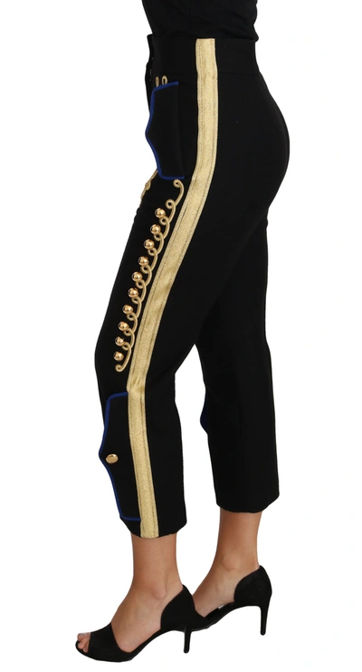 Shop Dolce & Gabbana Military Embellished Women'ss Black Gold Dress Women's Pant