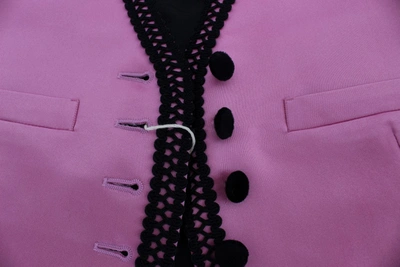Shop Dolce & Gabbana Pink Silk Button Front Torero Vest Women's Top