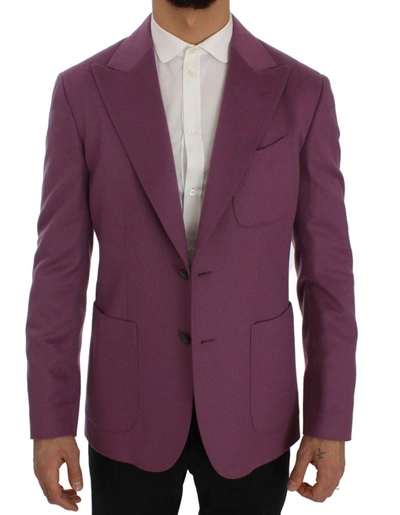 Shop Dolce & Gabbana Purple Cashmere Slim Fit Blazer Men's Jacket