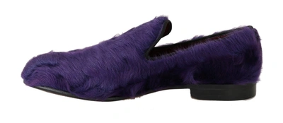 Shop Dolce & Gabbana Purple Sheep Fur Leather Women's Loafers