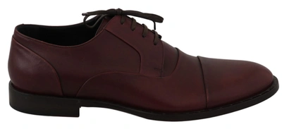 Shop Dolce & Gabbana Elegant Bordeaux Leather Dress Men's Shoes