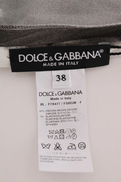 Shop Dolce & Gabbana White Black Striped Printed Blouse Women's Top In Black/white