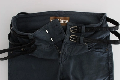 Shop John Galliano Blue Cotton Blend Slim Fit High Waist Women's Jeans