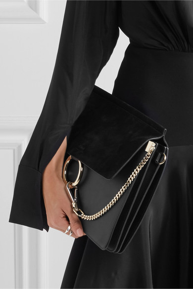 ChloÉ Chloe Medium Faye Suede & Calfskin Shoulder Bag In Black | ModeSens