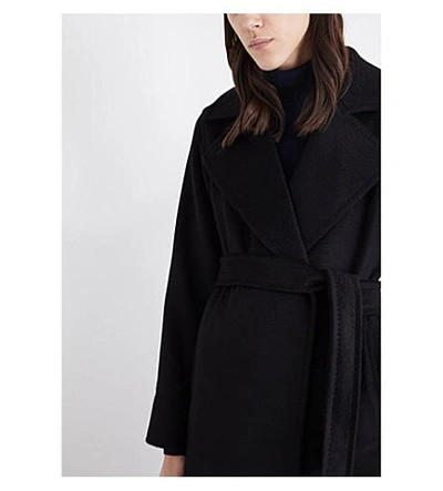 Shop Max Mara Manuela Camel-hair Wrap Coat In Black