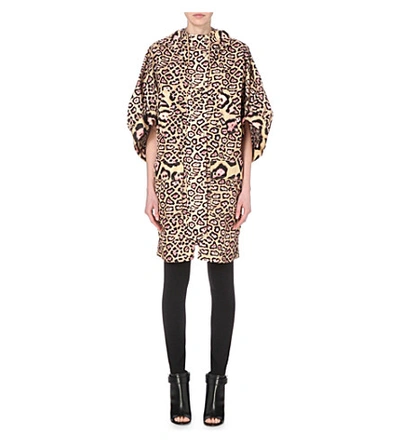 Givenchy Bell-sleeve Leopard-print Shell Parka Coat In Multicoloured