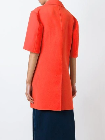 Shop Jil Sander Short Sleeve Double Breasted Coat - Red
