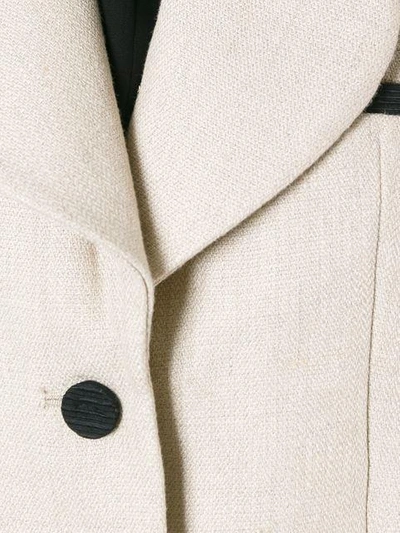 Shop Carven Contrast Collar Coat - Neutrals