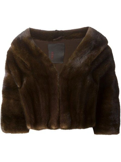 Shop Liska Cropped Coat In Brown