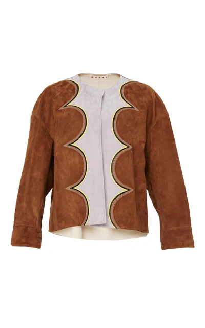 Shop Marni Multicolored Leather Bomber Jacket