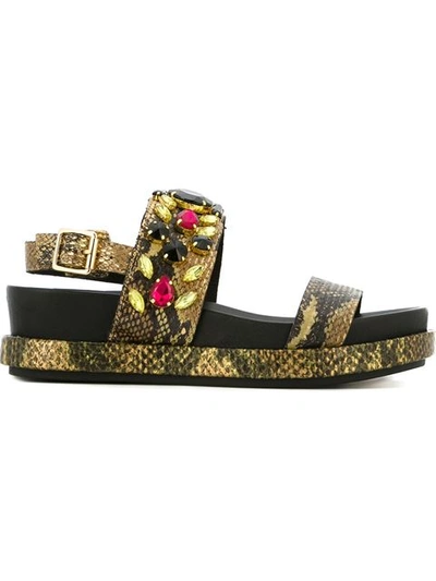 Ash 'stone' Metallic Leather Sandals In Gold