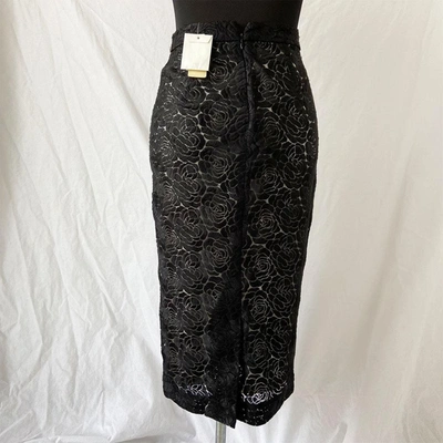 Pre-owned A.l.c . Black Embroidered Pencil Skirt