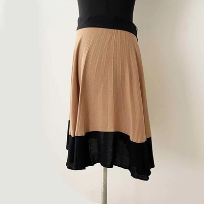 Pre-owned A.l.c “helene” Tan Black Pleated Skirt In Used / S / Tan