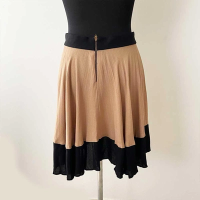 Pre-owned A.l.c “helene” Tan Black Pleated Skirt In Used / S / Tan