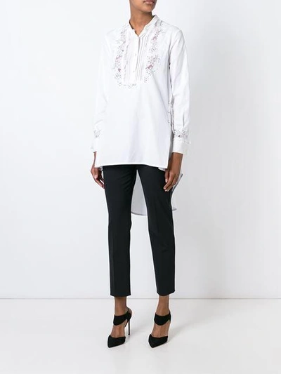 Shop Ermanno Scervino Floral Embroidery Shirt - White