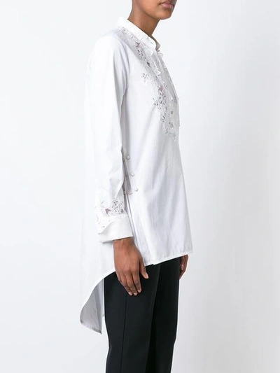 Shop Ermanno Scervino Floral Embroidery Shirt - White