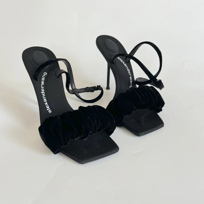 Pre-owned Alexander Wang Velvet Julie Scrunchie Ankle Strap Sandals, 38 In Default Title