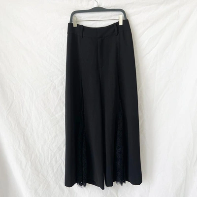 Pre-owned Alice And Olivia Alice + Olivia Black Wide Leg Trouser With Lace In Used / Us 2 / Black