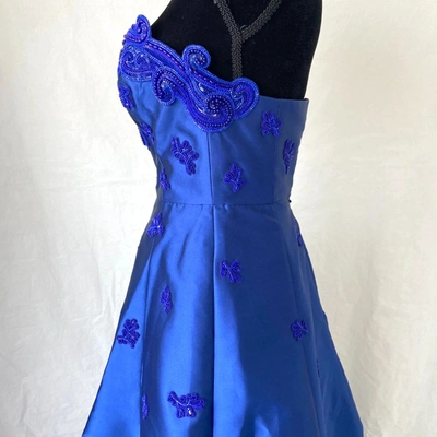 Pre-owned Andrew Gn Blue Embroidered Gown In Default Title