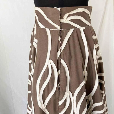 Pre-owned Annex Brown Embroidered Midi Skirt In Used / Us6 / Brown
