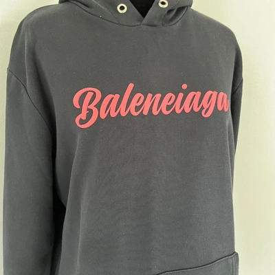 Pre-owned Balenciaga Black Hoodie With Signature Logo In Default Title