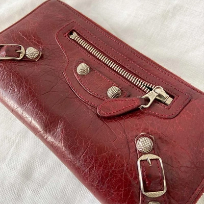 Pre-owned Balenciaga Dark Red City Zip Wallet In Used / N/a / Red