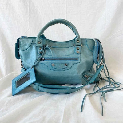 Pre-owned Balenciaga Light Blue Medium City Shoulder Bag In Used / M / Blue