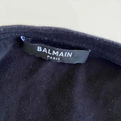 Pre-owned Balmain Black Logo Crystal Embellished Logo T Shirt In Used / Fr38 / Black