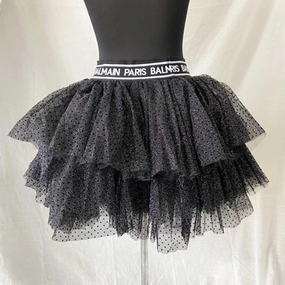 Pre-owned Balmain Glitter Tulle Mini Skirt (kids 16a) In Used / Kids 16a / Black