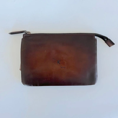 Pre-owned Berluti Brown Leather Zip Pouch In Default Title