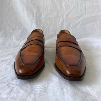 Pre-owned Berluti Brown Leather Penny Loafer In Used / 10 / Brown