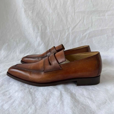 Pre-owned Berluti Brown Leather Penny Loafer In Used / 10 / Brown