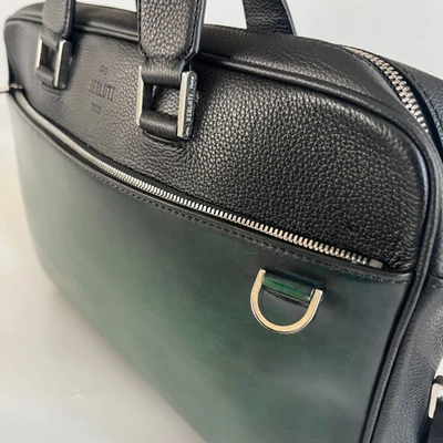 Pre-owned Berluti Green Leather Top Handle Brief Case In Default Title