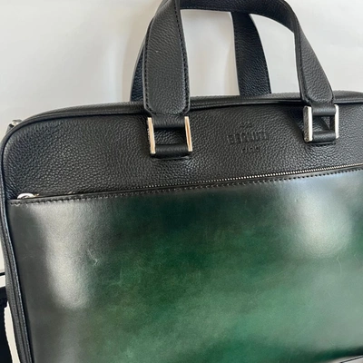Pre-owned Berluti Green Leather Top Handle Brief Case In Default Title