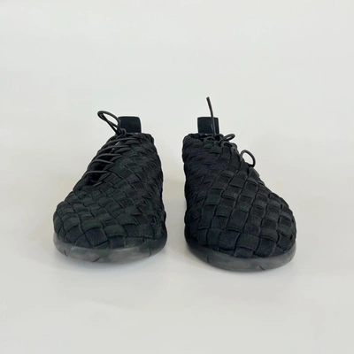 Pre-owned Bottega Veneta Black Plat Sneakers Intreccio Elastic Lace-up Sneakers, 40 In Default Title