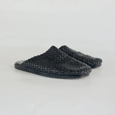 Pre-owned Bottega Veneta Black Leather Woven Slip-on Shoes, 40.5 In Default Title