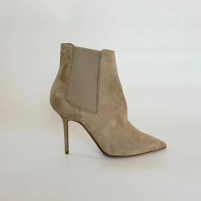 Pre-owned Burberry Beige Suede Heeled Boots, 36 In Default Title