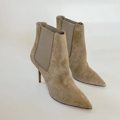Pre-owned Burberry Beige Suede Heeled Boots, 36 In Default Title