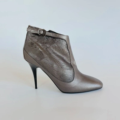 Pre-owned Burberry Silver Leather Heeled Boots, 41 In Default Title